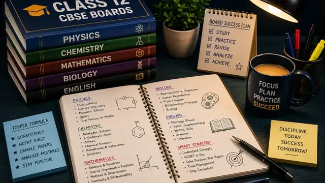 Class 12 CBSE board books for physics, chemistry, maths and biology with revision notes